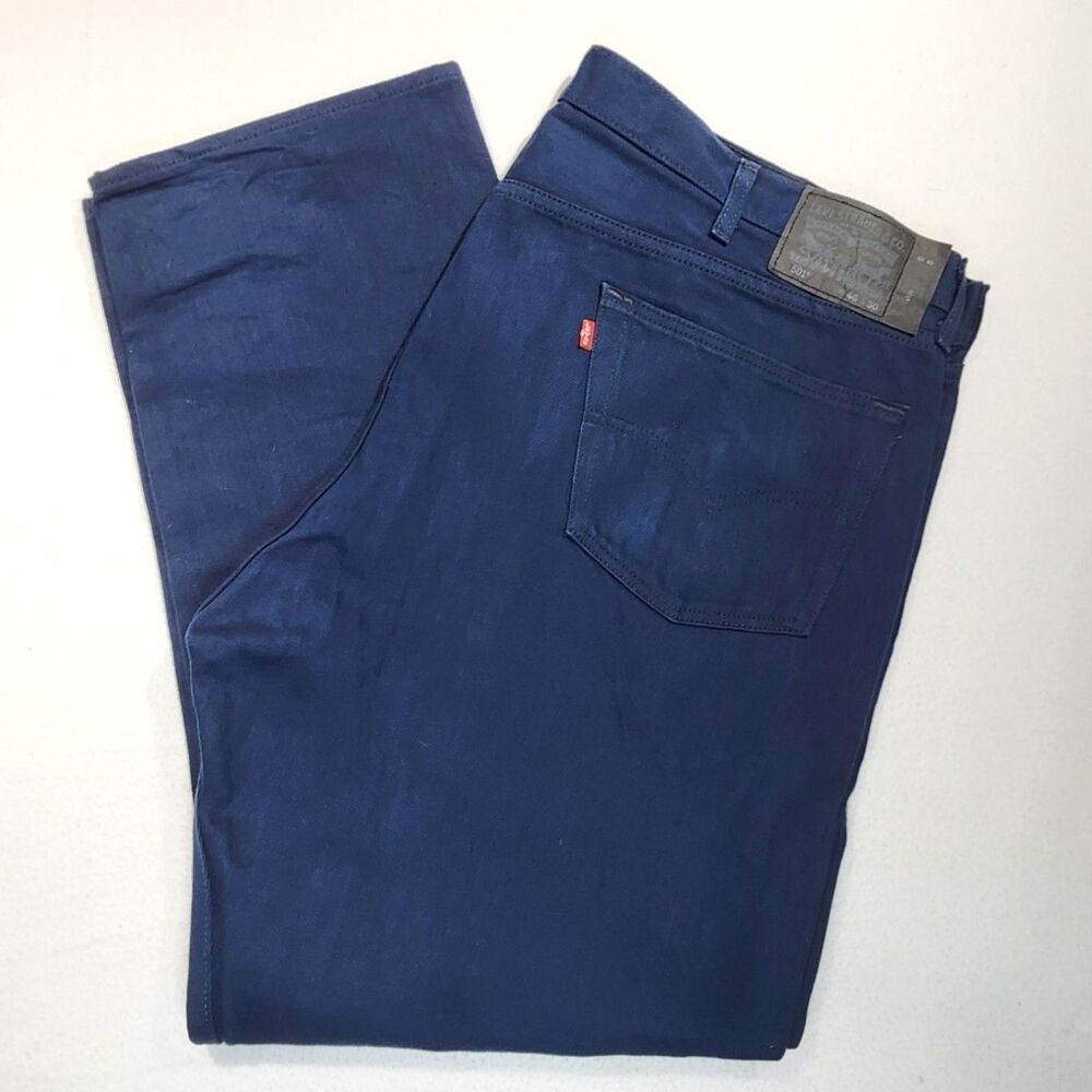 Levi's 501 Original Fit Jeans Men's 46x30 Indigo Button Fly Straight Leg Denim